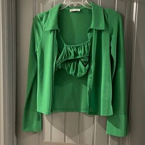 Zara Green Blouse Set